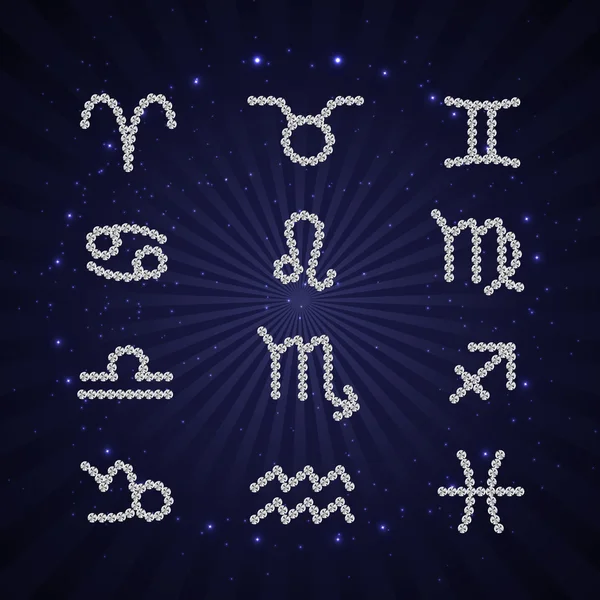 Set di simbolo zodiacale segno. Illustrazione vettoriale — Vettoriale Stock
