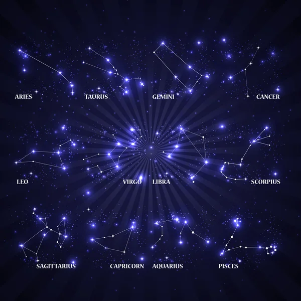 Set de semne zodiacale simbolice. Vector Illustration — Vector de stoc