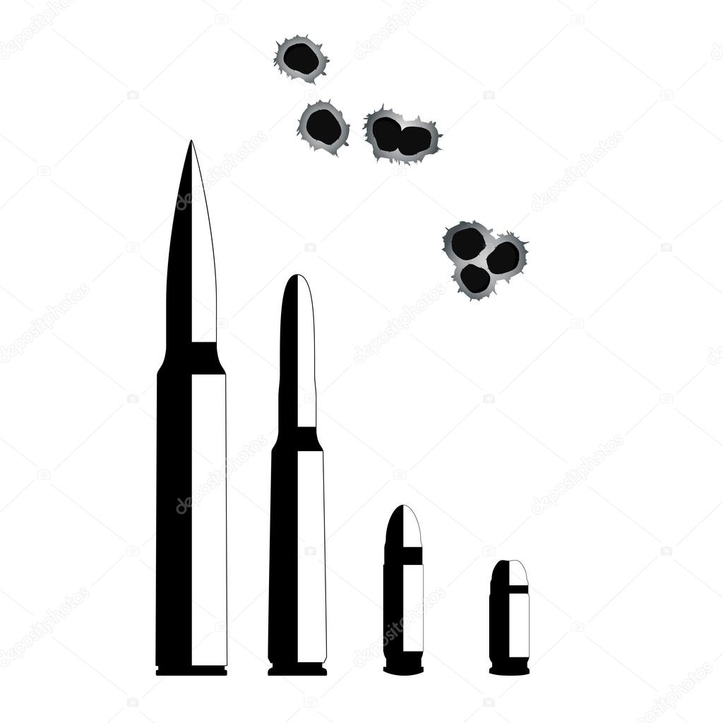 Bullet. Weapons Isolated on White Background. Vector Illustratio