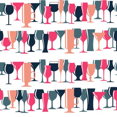 Alkollü cam siluet Dikişsiz desen arka plan vektör Il