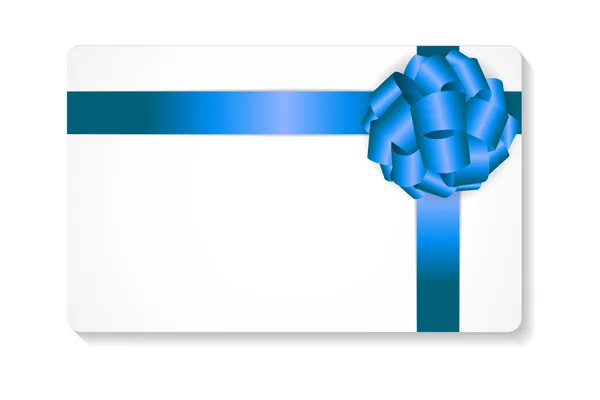 Carte cadeau avec arc bleu et illustration vectorielle de ruban — Image vectorielle