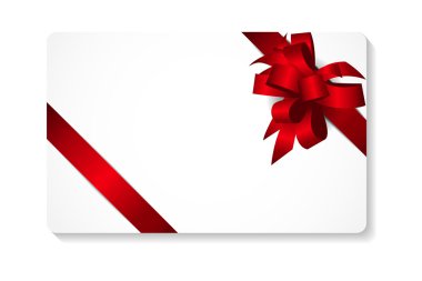 Kırmızı kurdele ve kurdele vektör resimli hediye kartı