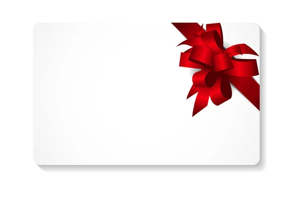 Geschenkkarte mit roter Schleife und Bändchen-Vektorabbildung — Stockvektor