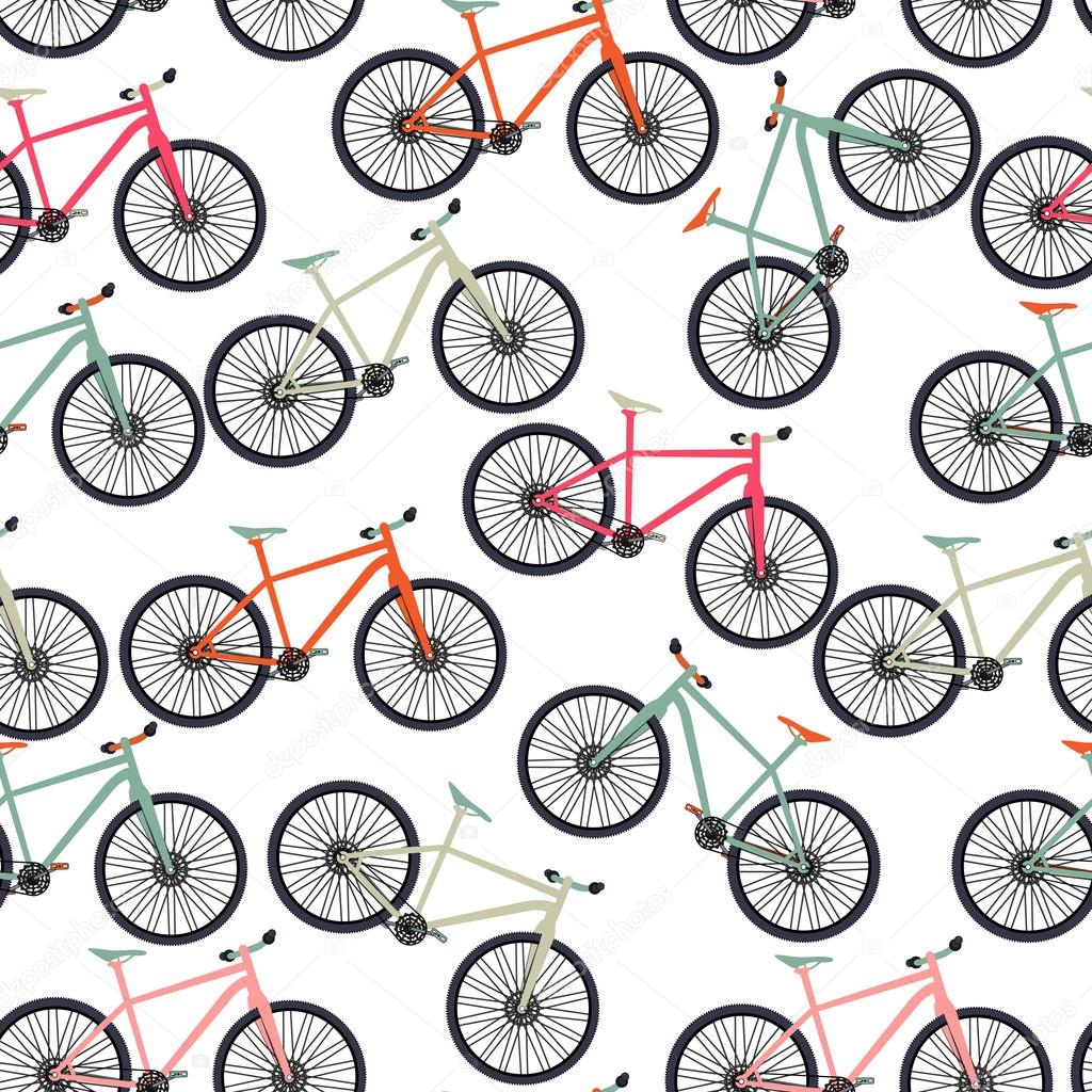 Bicycle Silhouette Seamless Pattern Background. Vector Illustrat