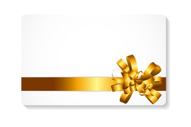 Hediye kartı şerit vektör çizim ve altın yayla