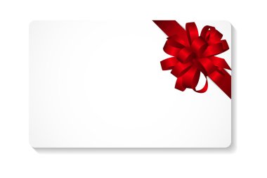 Kırmızı kurdele ve kurdele vektör resimli hediye kartı