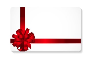 Kırmızı kurdele ve kurdele vektör resimli hediye kartı