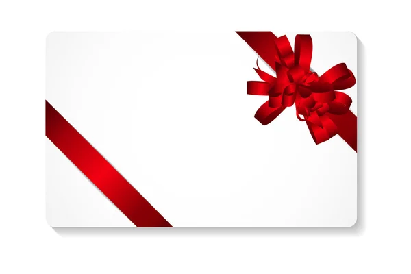 Carte cadeau avec arc rouge et illustration vectorielle de ruban — Image vectorielle
