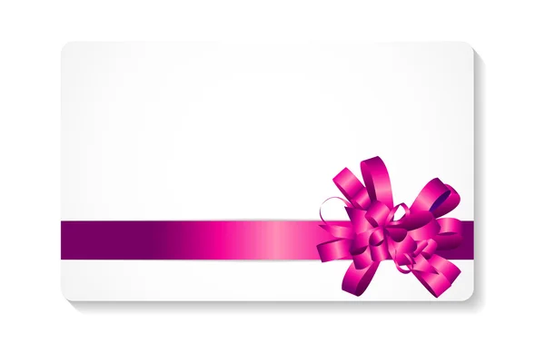 Gift Card met lint vectorillustratie en roze boog — Stockvector