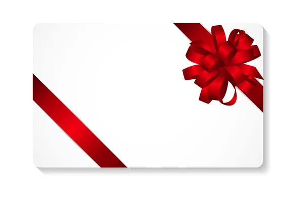 Carte cadeau avec arc rouge et illustration vectorielle de ruban — Image vectorielle