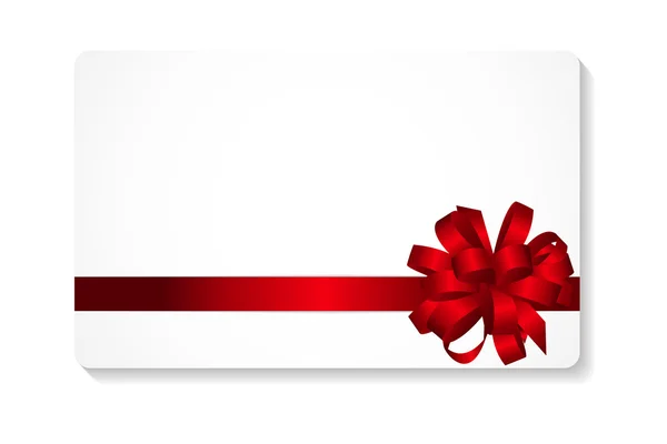 Geschenkkarte mit roter Schleife und Bändchen-Vektorabbildung — Stockvektor