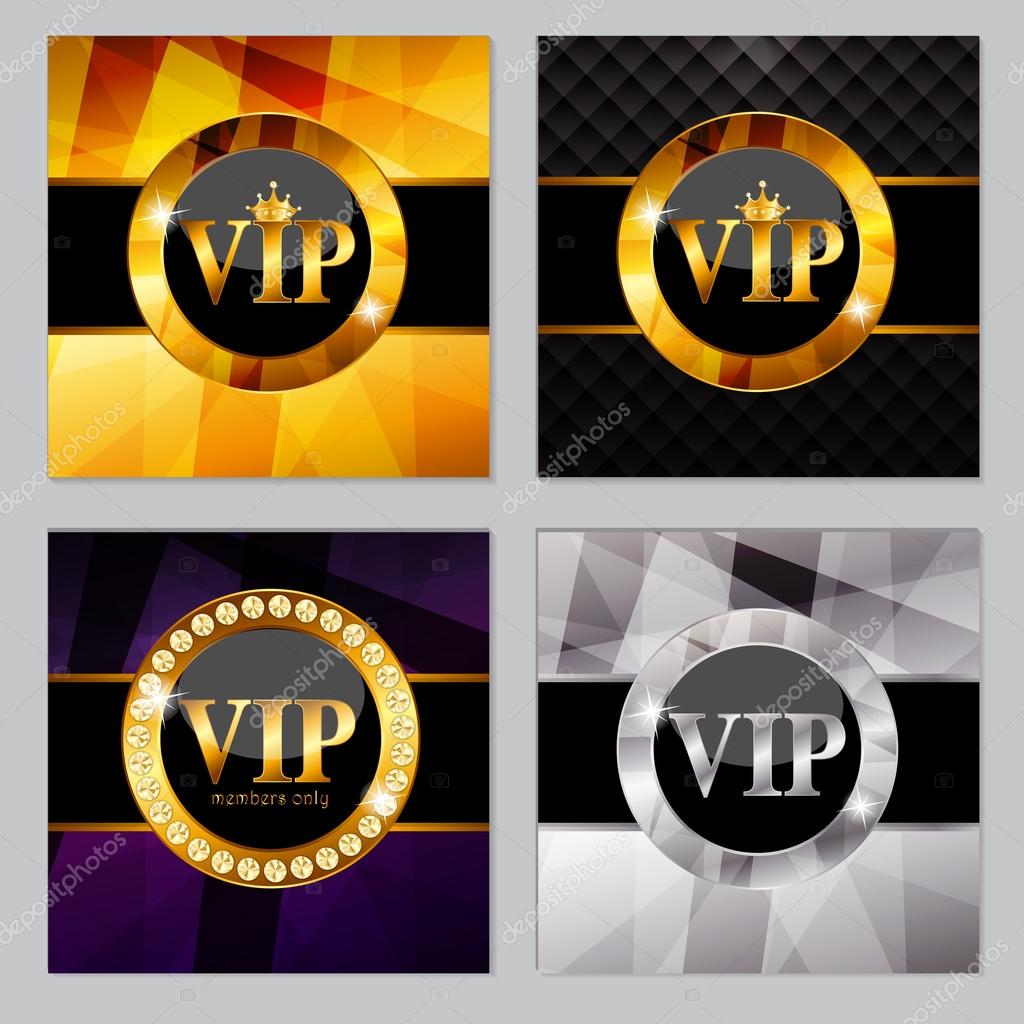 Abstract Luxury VIP Logo, Labels Set. Vector Illustration