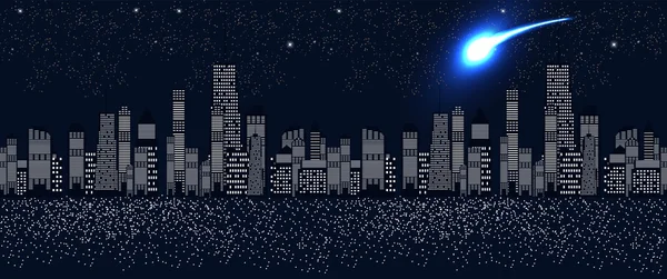 Silueta de ciudad nocturna — Vector de stock