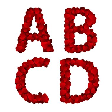 Sevgililer günü kalpleri vektör çizim alfabesi