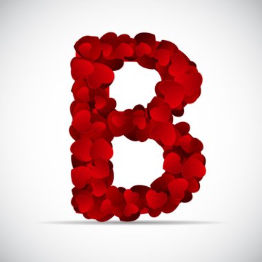 Sevgililer günü kalpleri vektör çizim alfabesi