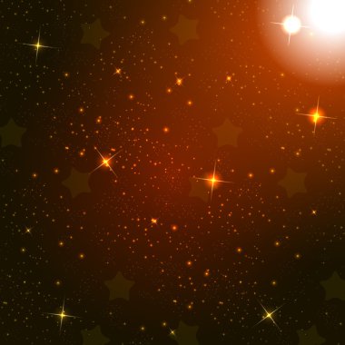 Yıldızlı gökyüzü mavi zemin üzerine. Vektör çizim.