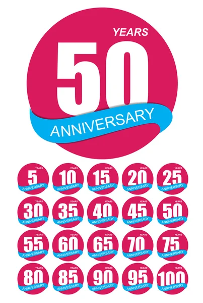 Template Logo Anniversary Set Vector Illustration — Stock Vector