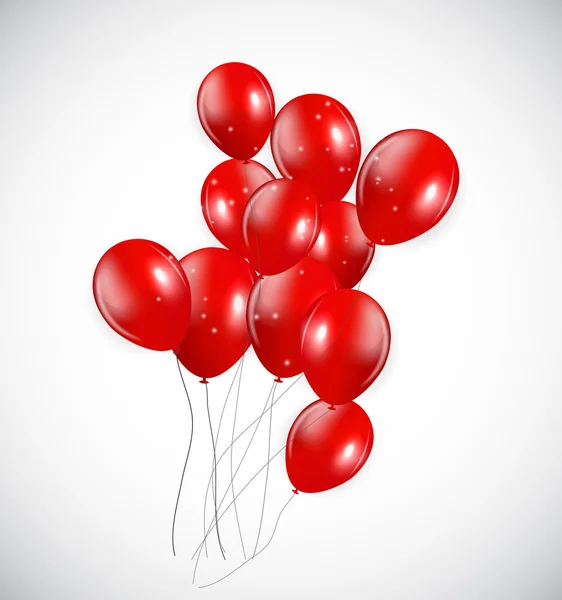Conjunto de balões vermelhos, ilustração vetorial — Vetor de Stock