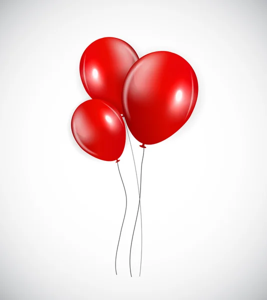 Conjunto de globos rojos, ilustración vectorial — Vector de stock