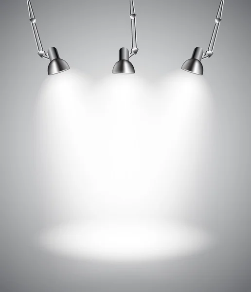 Sfondo con lampada di illuminazione. Spazio vuoto per il testo o obje — Vettoriale Stock