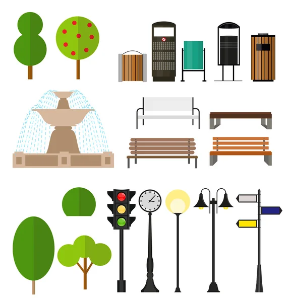 Street City Flat Design Elements. Ilustración vectorial — Vector de stock