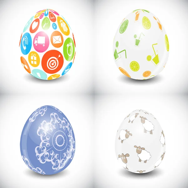 Hermosa Pascua huevo conjunto vector ilustración — Vector de stock