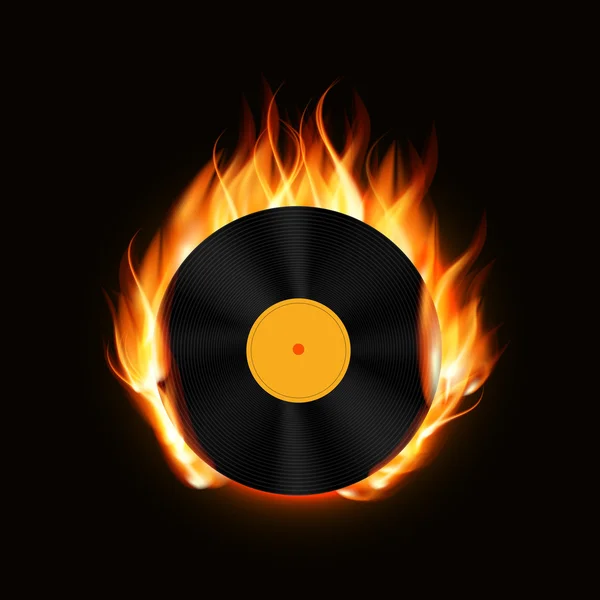 Fondo musical abstracto con ilustración vectorial de fuego — Vector de stock