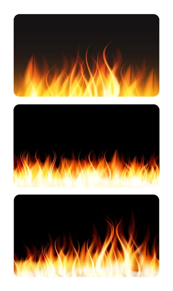 Hořící plamen ohně Banner. Vektorové ilustrace — Stockový vektor