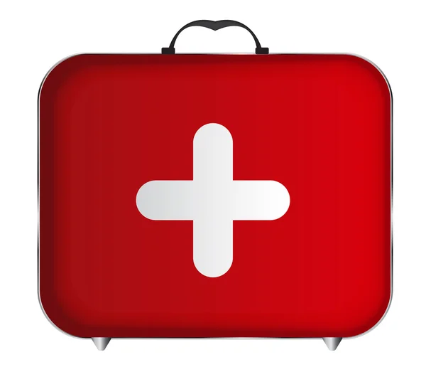 红色的医疗包，用十字 — 图库矢量图片