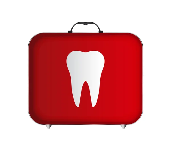牙齿和红医疗袋与十字架 — 图库矢量图片