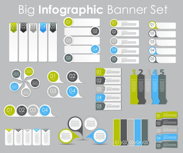 Grande serie di modelli di banner infografici per il tuo business vettoriale — Vettoriale Stock