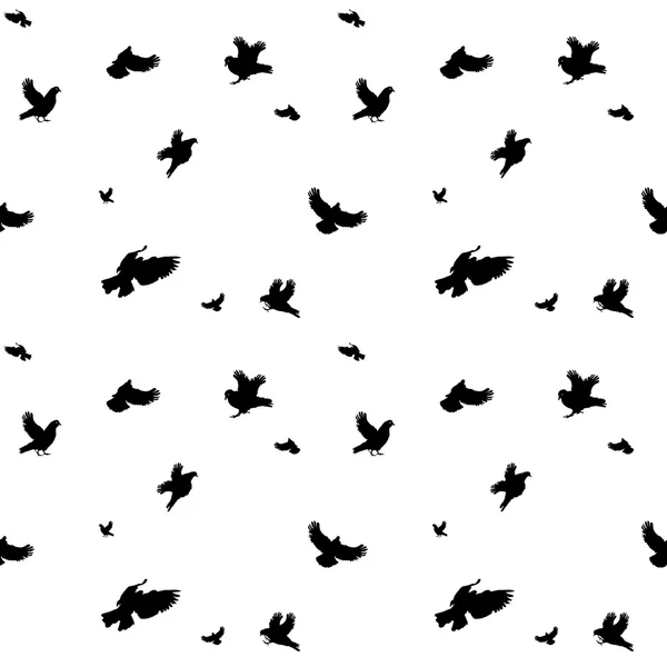 Birds Flying in Air. Seamless Pattern. Vector Illustration. — Stock Vector