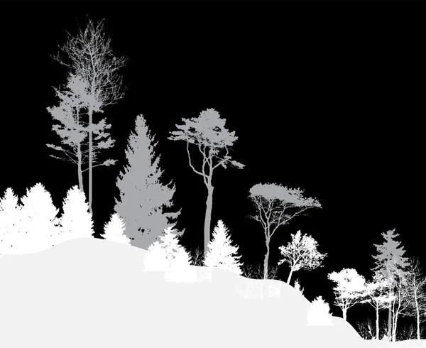 Immagine della Natura. Silhouette dell'albero. Bandiera ecologica. Vettore Illustratio — Vettoriale Stock