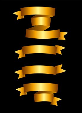 Güzel altın şerit etiket kümesi vektör çizim