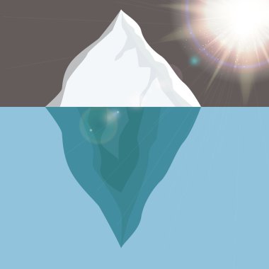 Soğuk buzdağı Okyanusu güneş altında. Vektör çizim.