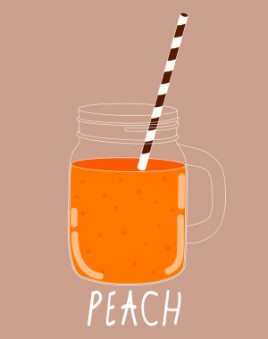 Taze şeftali yüzlü. Sağlıklı gıda. Vektör çizim