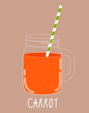 Taze havuç güler yüzlü. Sağlıklı gıda. Vektör çizim