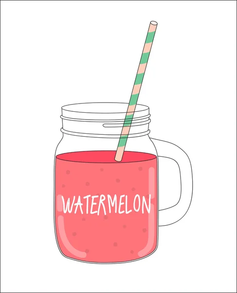 Färsk vattenmelon Smoothie. Hälsosam mat. Vektor Illustration — Stock vektor