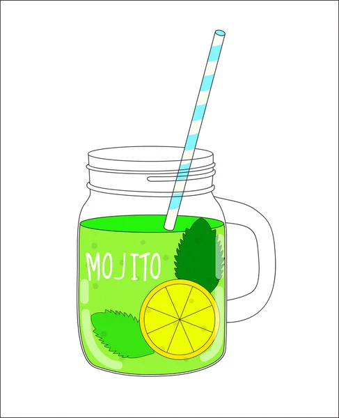 Mojito frais au citron et menthe. Illustration vectorielle — Image vectorielle