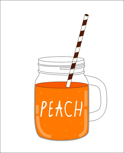 Smoothie de melocotón fresco. Comida saludable. Ilustración vectorial — Archivo Imágenes Vectoriales