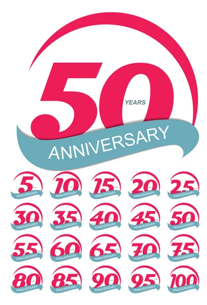 Template Logo Anniversary Set Vector Illustration — Stock Vector