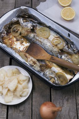 Ayrıntı pişmiş uskumru balığı