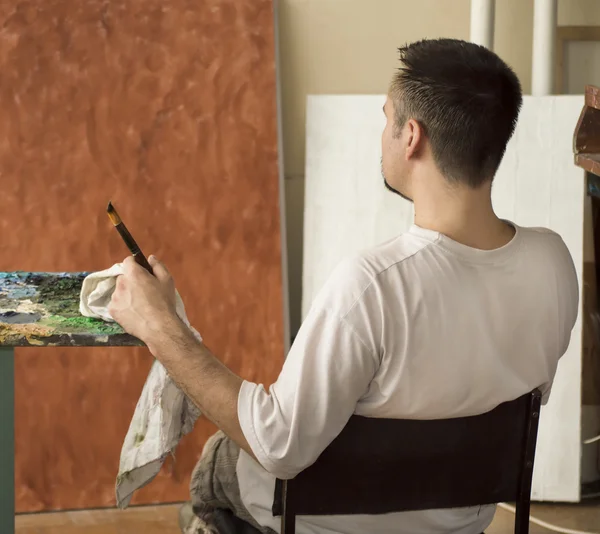Painter watching his work — Stock Photo, Image