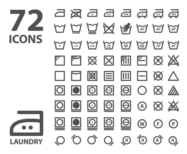 Praní prádla a mytí sadu ikon. izolované na bílém pozadí — Stockový vektor