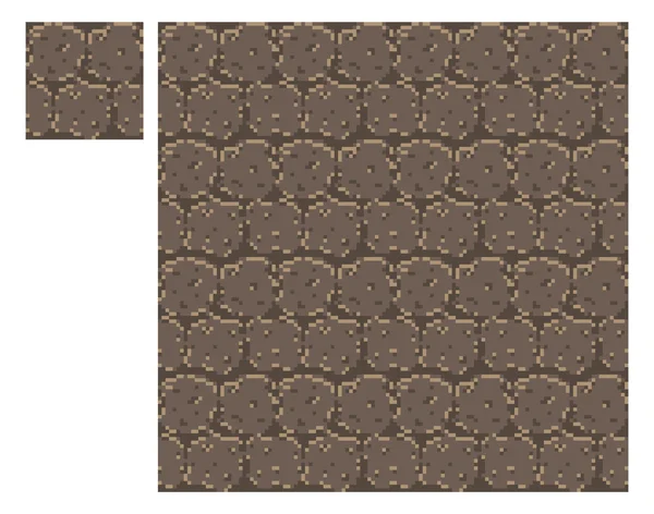 Textura para plataformas pixel art vector - ladrillo piedra pared aislado bloque — Vector de stock