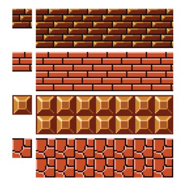 Doku platformers piksel sanat vektör - tuğla taş duvar için