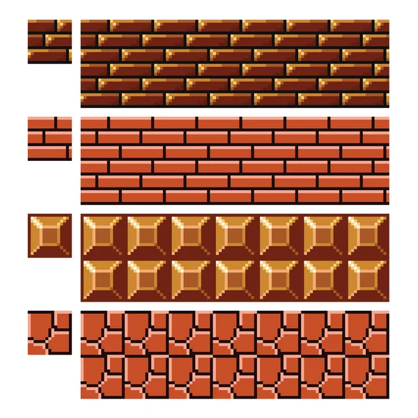 Texture per platform pixel art vector - mattone muro di pietra — Vettoriale Stock