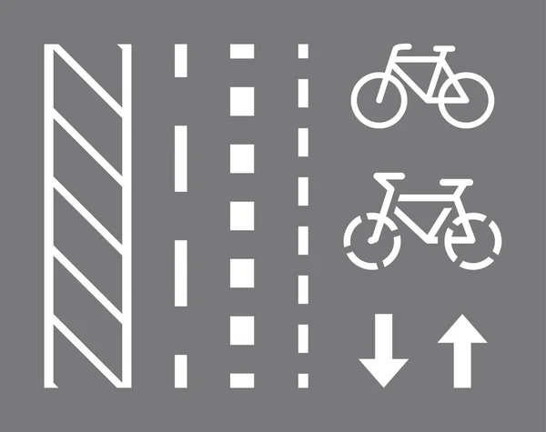 Bicycle route sign, road markings and arrows pointing direction. Vector illustration — Stock Vector