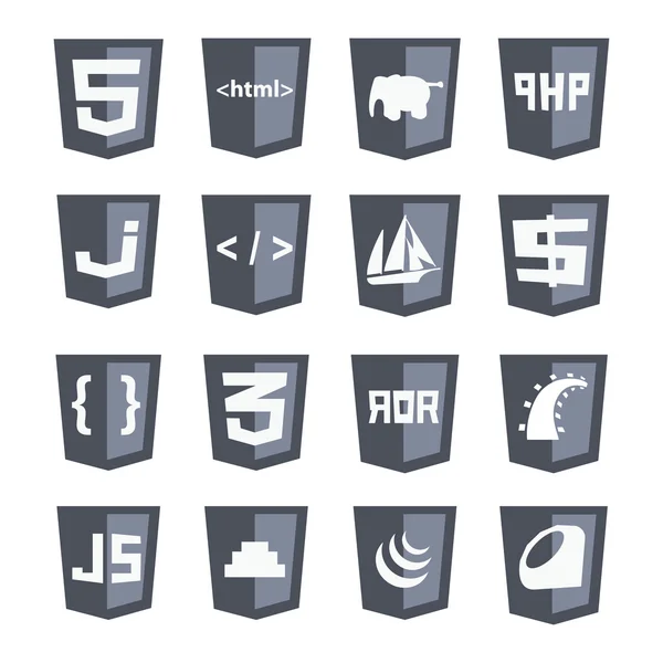 Vector web shields icono conjunto variante gris — Vector de stock