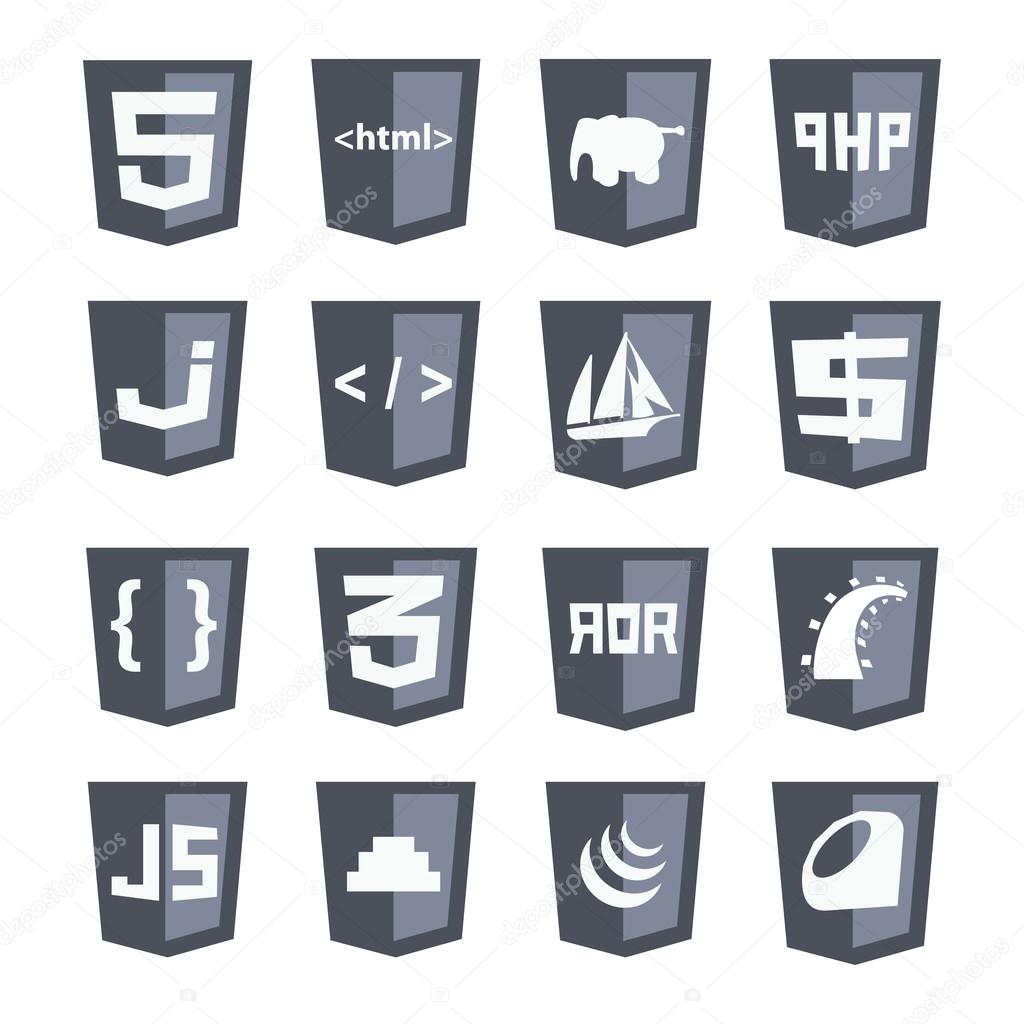 Vector web shields icon set grey variant